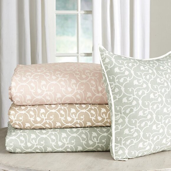 Ballard Designs Florette Tulip Trellis BEIGE King Duvet Cover & 2 King Shams - Picture 5 of 5